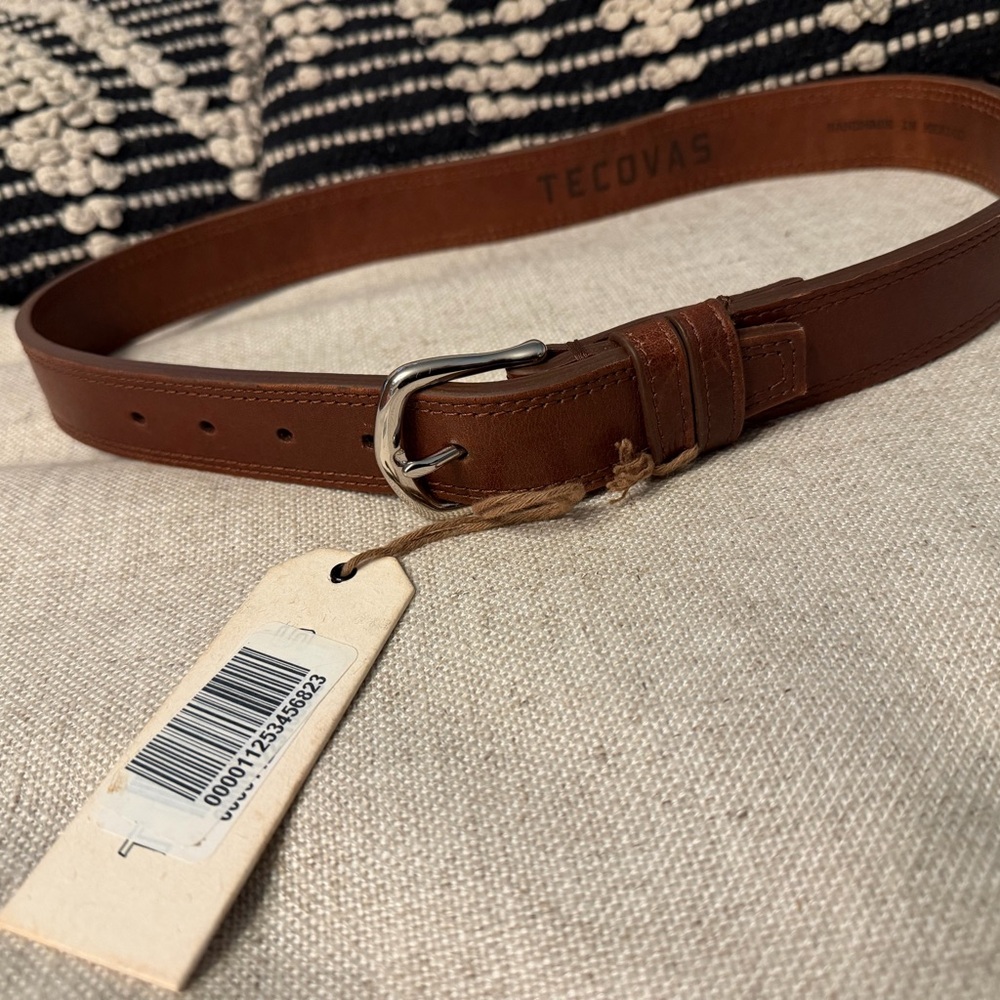 Tecovas Tan Leather Belt with Silver Buckle